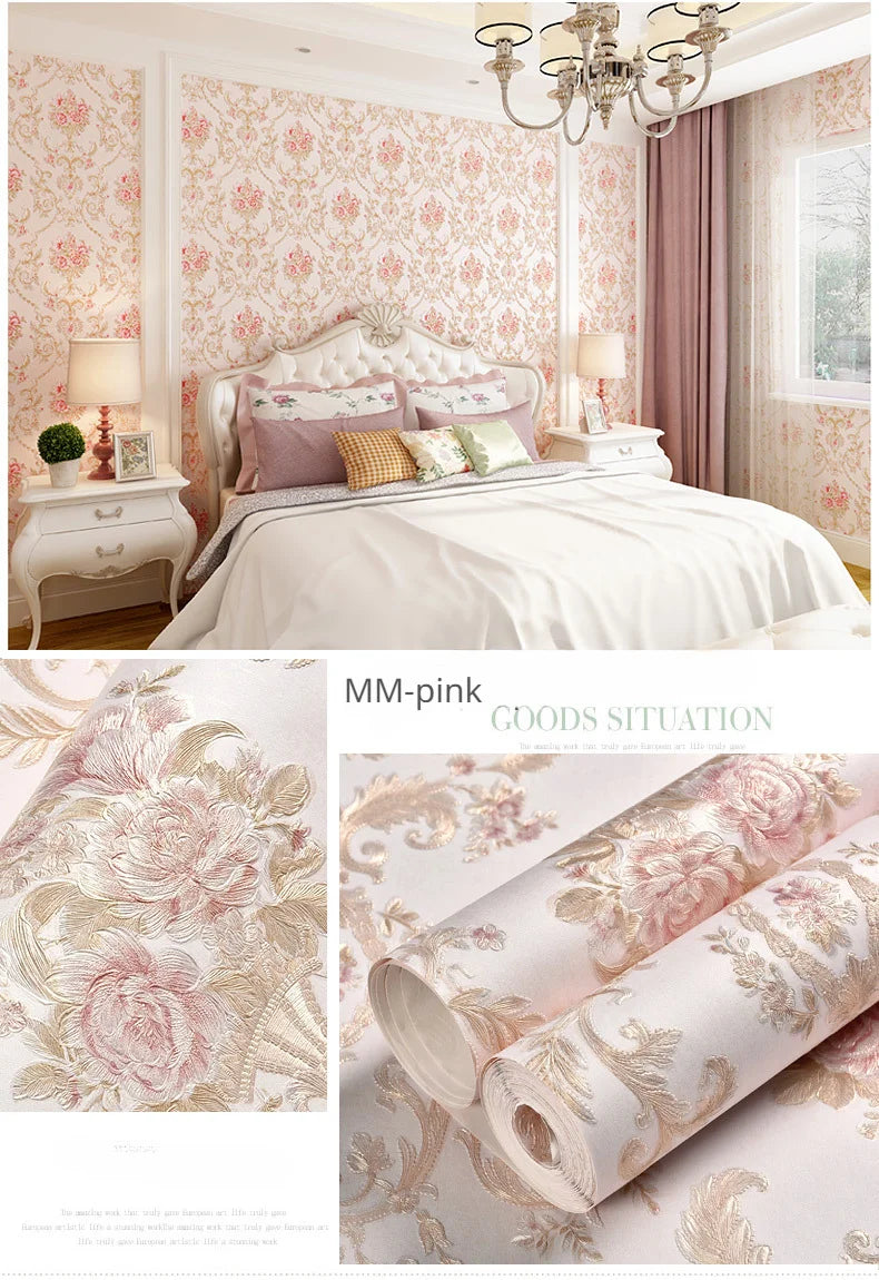 Floral Wallpaper Self-adhesive Warm Girl Bedroom 3d Thickening Wall Decoration Stickers Living Room Restaurant Sofa Background