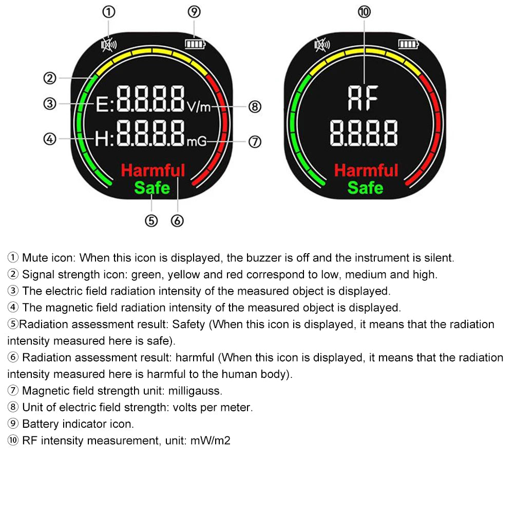Sleek Design RD600 Electromagnetic Field Meter An Essential Gadget for Health Conscious Consumers Monitoring Radiation Levels