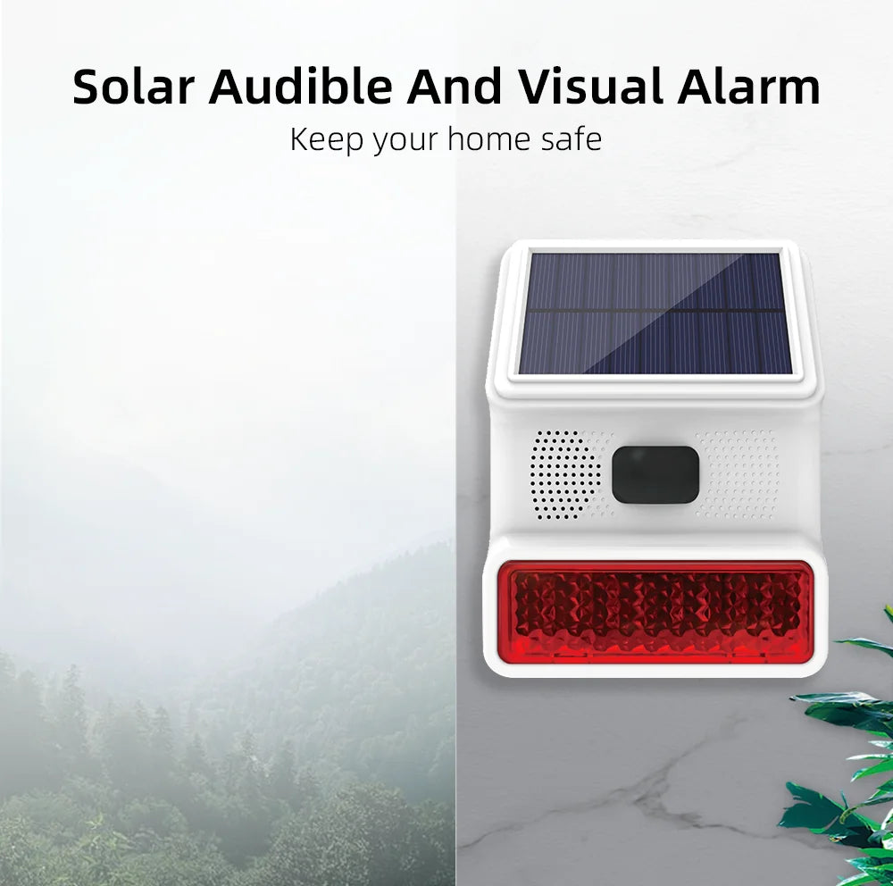 433MHz Solar Outdoor Waterproof Siren with LED Flashing Light Function as Home Garage Shed Alarm System