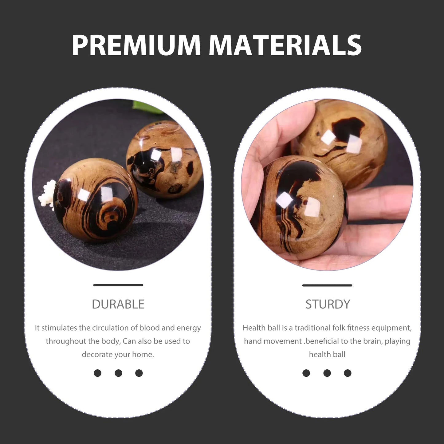2 Pcs Jade Massage Balls Sports Gadget Hand Strengthening Exercise for Elderly Chinese Health Heating