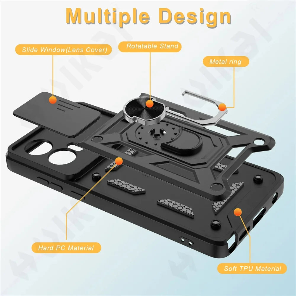 Case For Motorola Moto Edge 50 Pro Fusion 40 Neo G84 G54 4G Pro G34 G53 Camera Lens Cover Phone Case Ring Stand rotate Cover