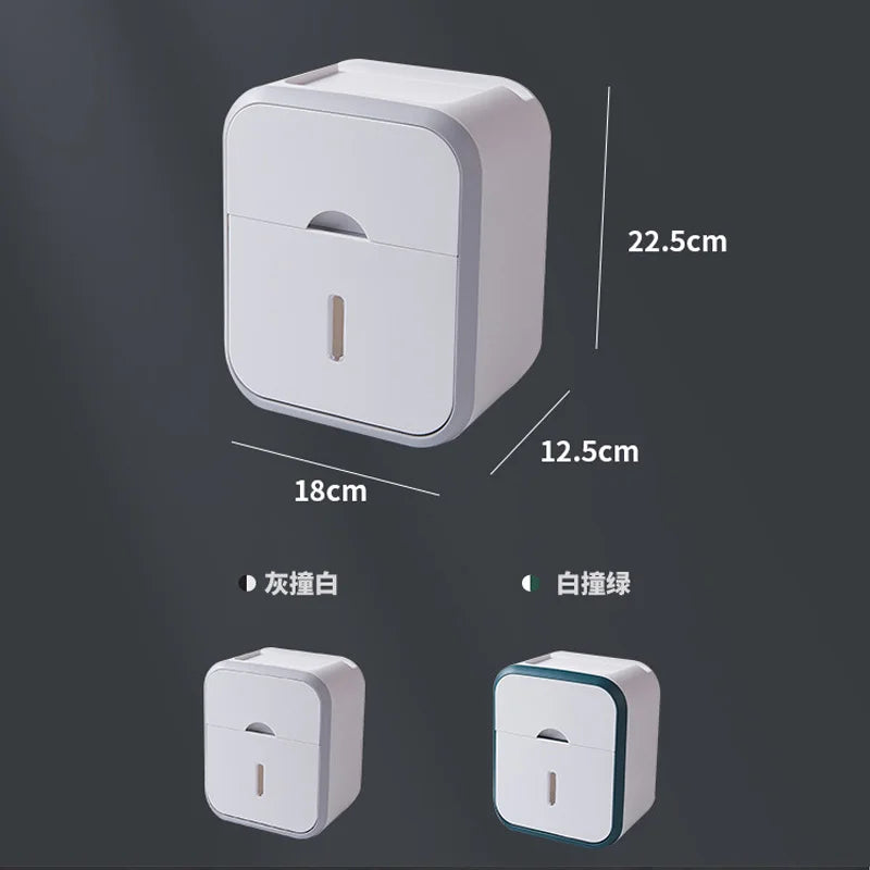 Punch-free Toilet Paper Holder Box Waterproof Tissue Storage Box  Bathroom Rack Wall Mounted Kitchen Bathroom Storage Holder