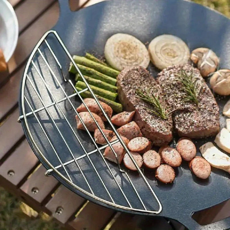1pc, Outdoor Grill Stainless Steel Barbecue Grill Anti-deformation Steamer Anti-Scalding Barbecue Accessories