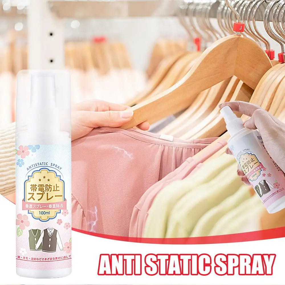 Anti Static Spray 100ml Anti Static & Instant Wrinkles Release Spray Travel Size Odorless Fabric Anti Static Spray Reduce Static