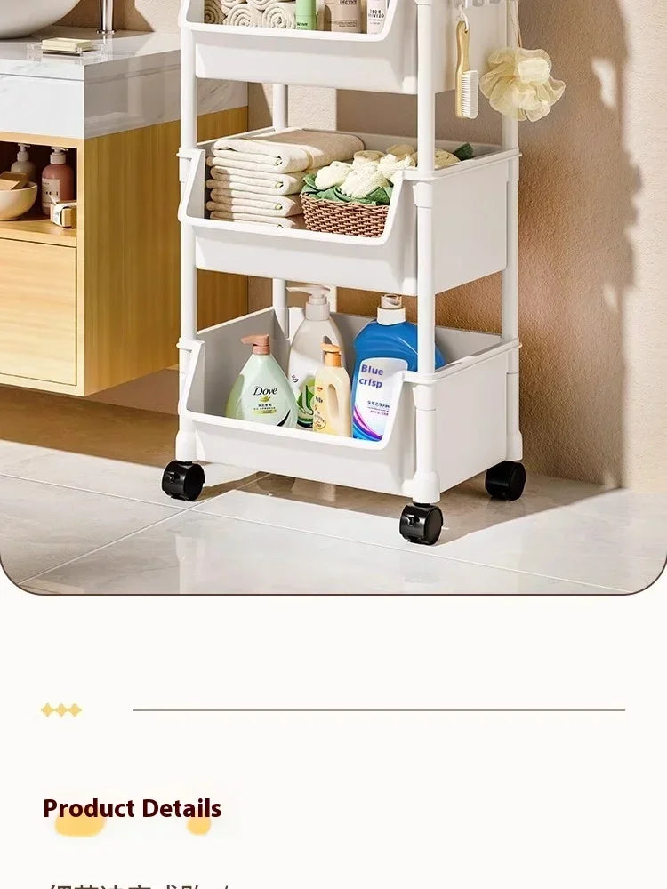Rack Trolley Bookshelf Kitchen Storage Rack Kitchen Corner Narrow Slit Storage Cabinet Bathroom Living Room Snacks Rack