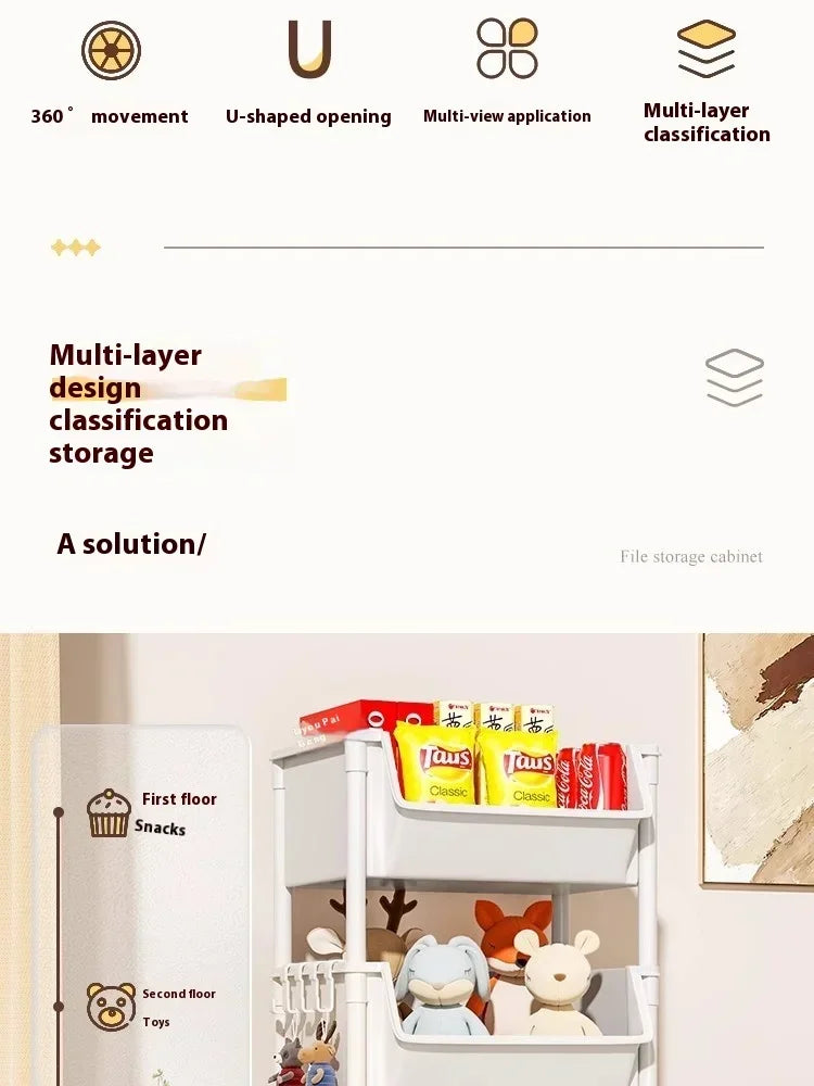 Rack Trolley Bookshelf Kitchen Storage Rack Kitchen Corner Narrow Slit Storage Cabinet Bathroom Living Room Snacks Rack