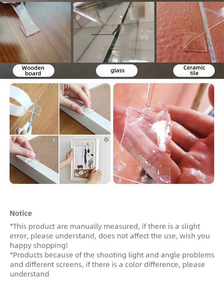 Nano Double Sided Tape Transparent Waterproof Strong Tape Reusable Nano Tape Kitchen Bathroom Home Decoration