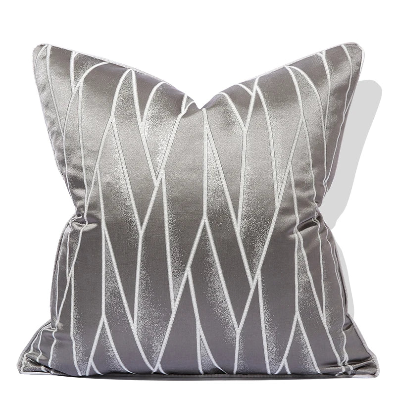 Stripe Jacquard Square Cushion Cover, Beige, Grey, Brown, Pillow Covers for Sofa, Car, Living Room, Hot Popular