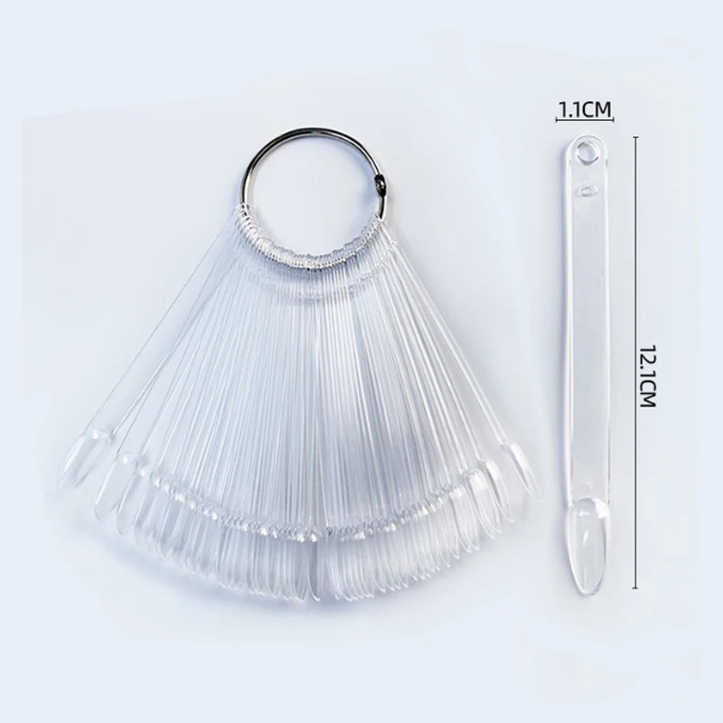 Clear Nature Black False Tips for Nail Art Display Oval Fan Style Nail Swatch Polish Stand Tips Practice Manicure Tools