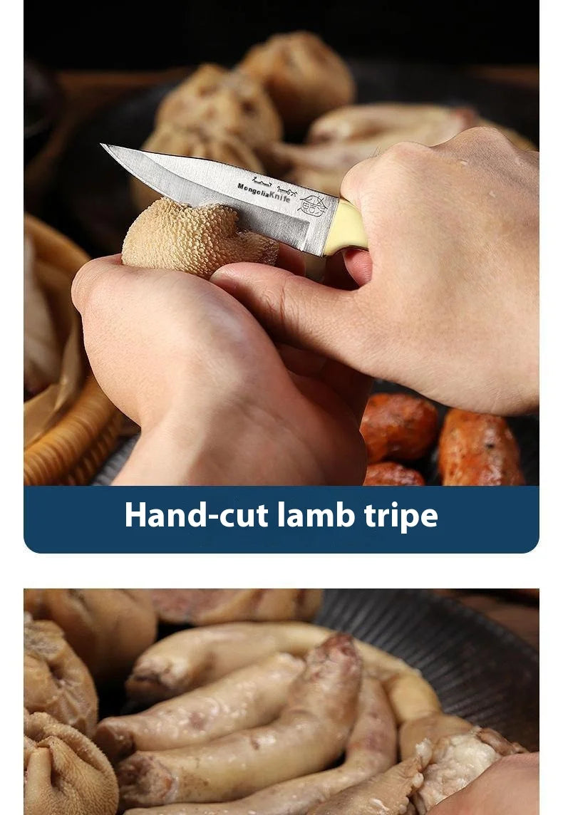 Hand steak meat knife camping copper head knife handlebar meat special knife multifunction fruit knife barbecue meat cutter knif