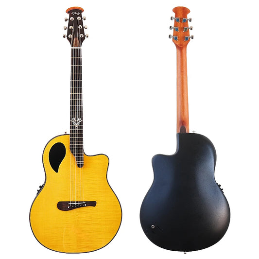 Ovation Model 41 Inch Round Back Electric Acoustic Guitar Cutaway Design 6 Strings Folk Style With Pick Up
