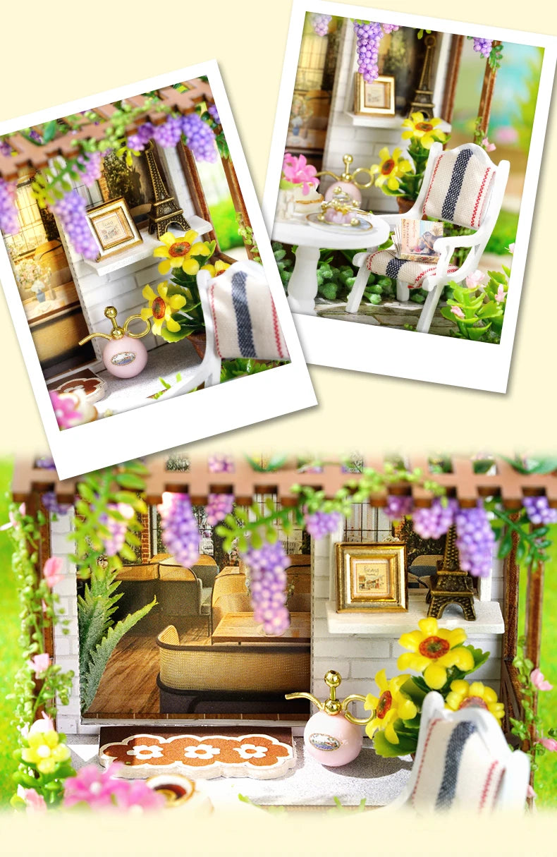 Mini Miniature Doll House DIY Small House Kit With Furniture Cover Making Room Toys Home Bedroom Decorations  Wooden DollHouse
