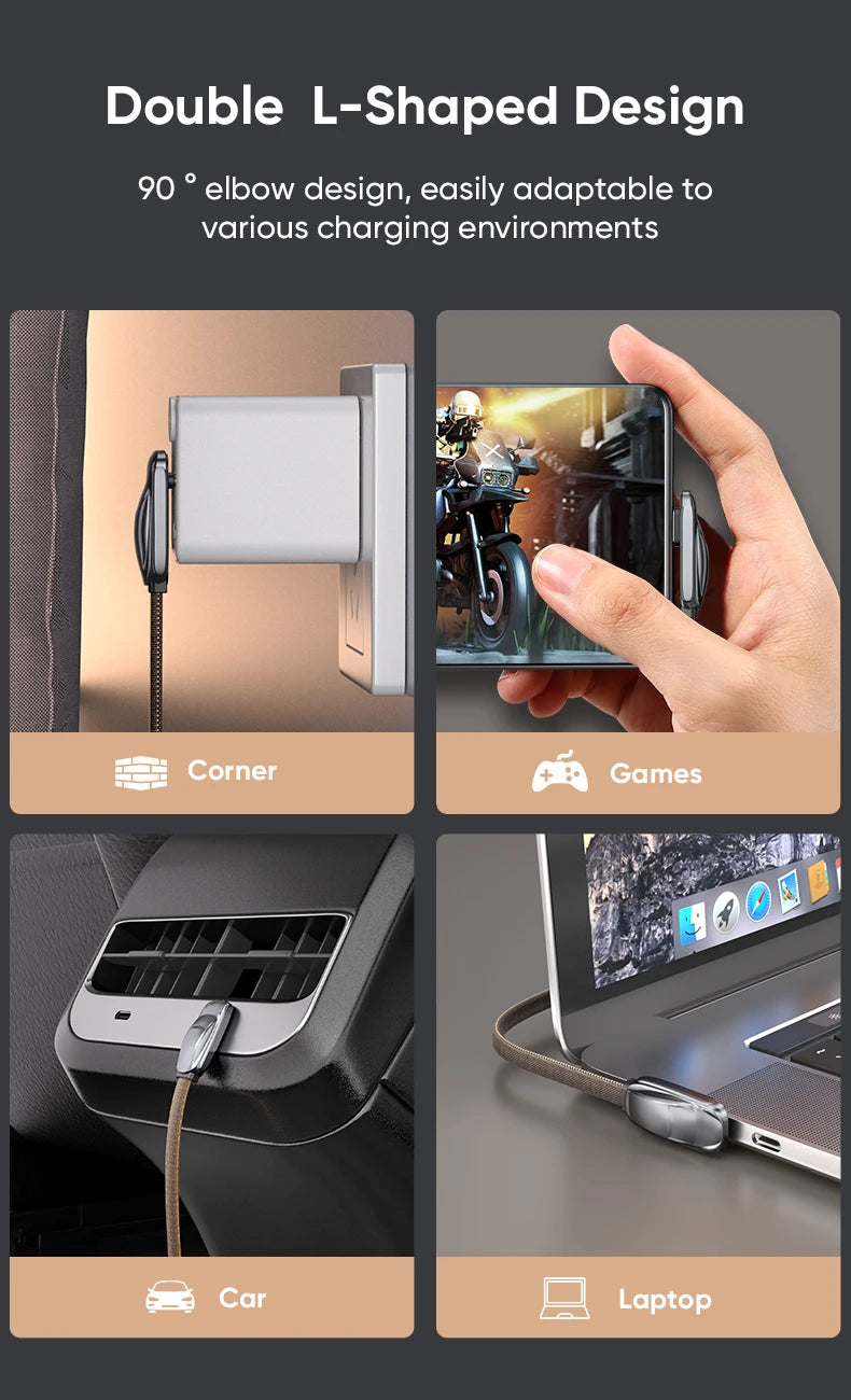 AUFU 240W USB C To Type C Cable for iPhone15 Macbook PC Samsung Xiaomi POCO Games Angle PD 5A Fast Charging Cable Data USB Cable