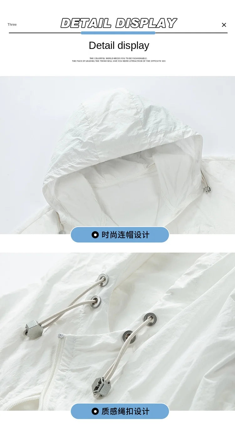 UPF50+Sunscreen Jacket 2024 New Loose and Thin Breathable UV Protection Hooded windbreaker Summer Men's Sunscreen Clothing