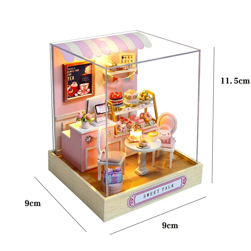 Wooden Miniature Doll House DIY Small House Kit 3D Puzzle Assemble Building Model Home Bedroom Decoration With Furniture Gifts