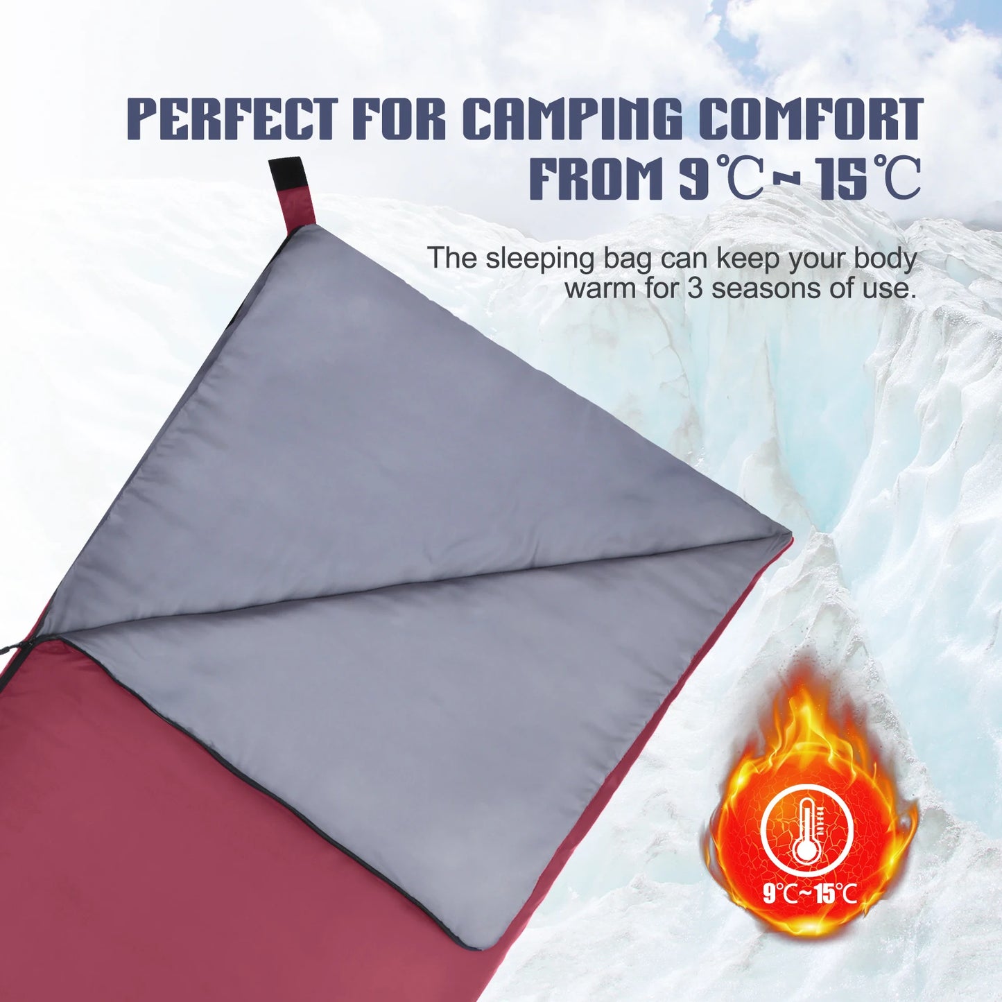 Tomshoo Ultralight Sleeping Bag for Adults 3 Season Outdoor Envelope Sleeping Bag for Camping Backpacking Travel Hiking Supplies