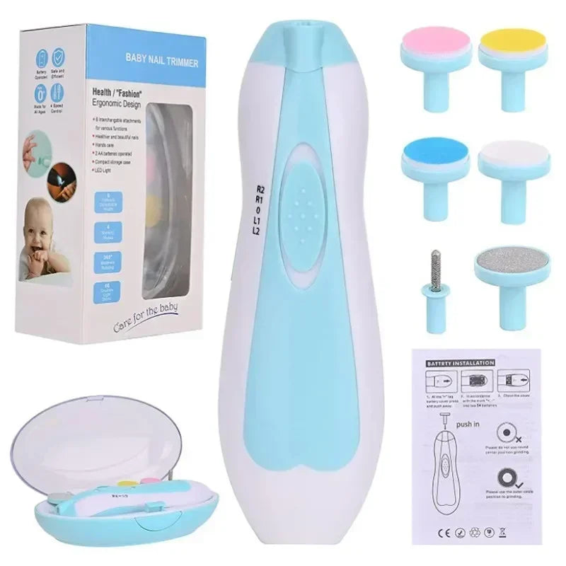 6 in 1 Safety Cutter Clipper for Toes Fingers Baby Nail Trimmer Electric No Sharp Claws Hurt Newborn Nail File Kit Manicure Set