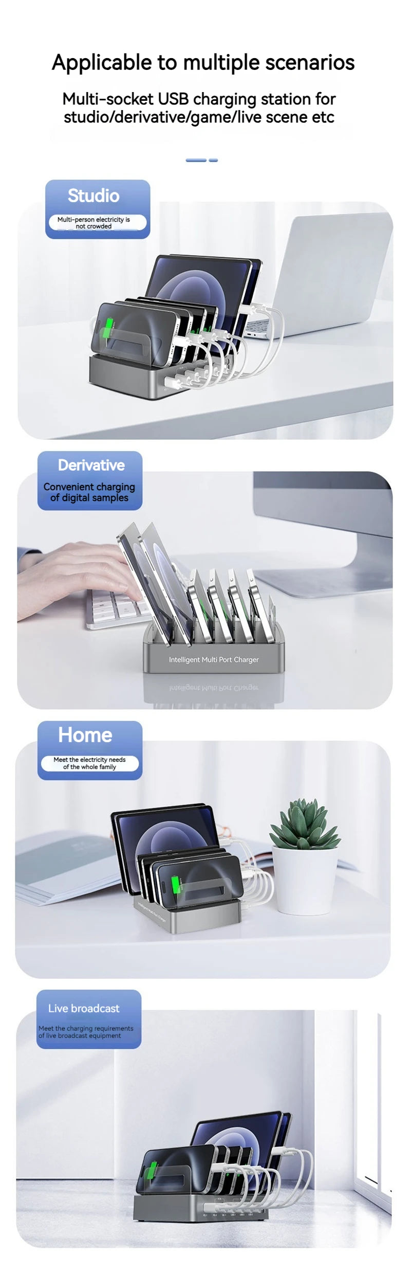 6IN1 Universal 72W 6 Port Multi USB Type C QC3.0 Charger PD Fast Charging Dock Station for Iphone 16 15 14 13 12 Pro Max Samsung