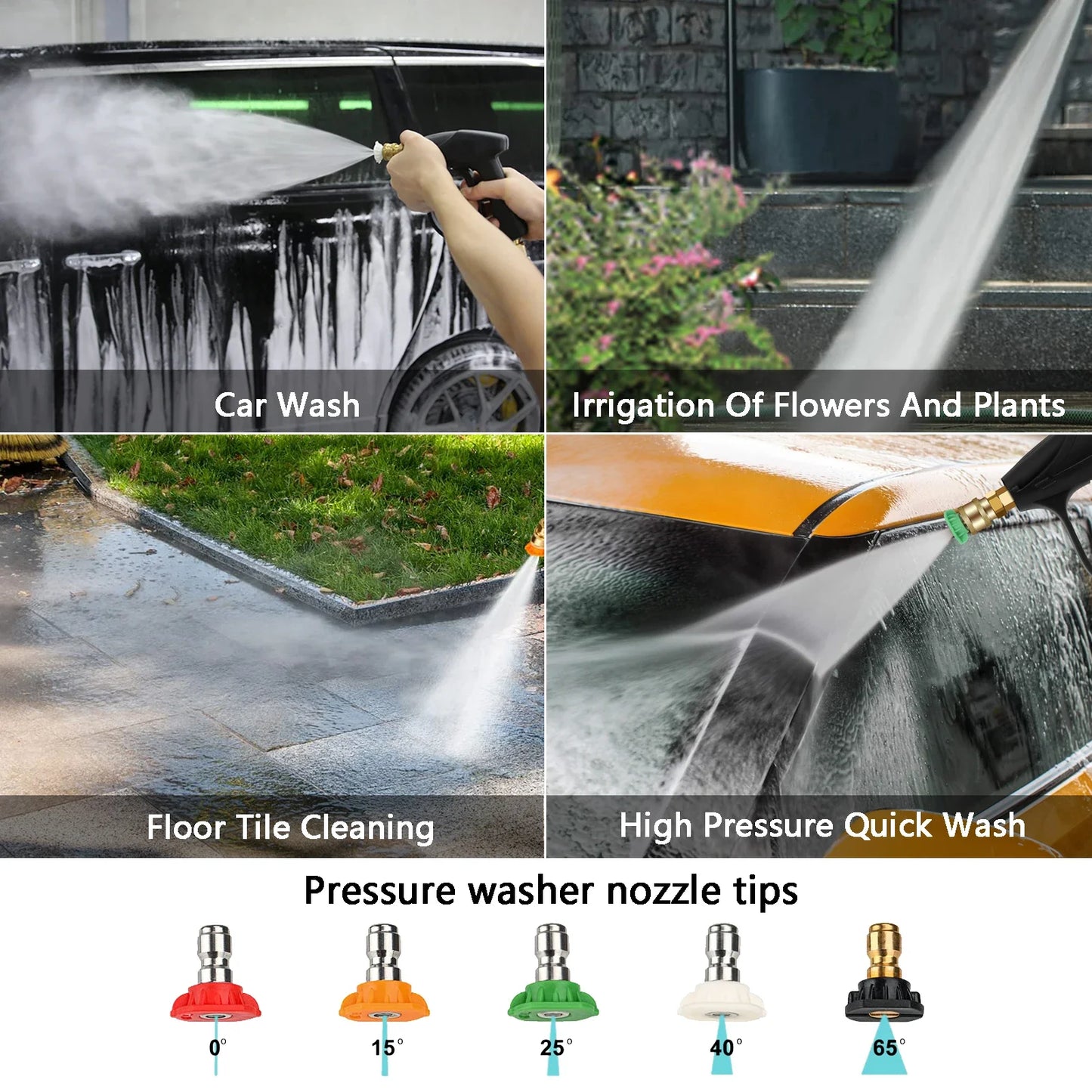 High Pressure Washer Gun , Car Washer Gun with 5 Nozzles and M22 Coupler For Car Washing And Garden Cleaning Tools