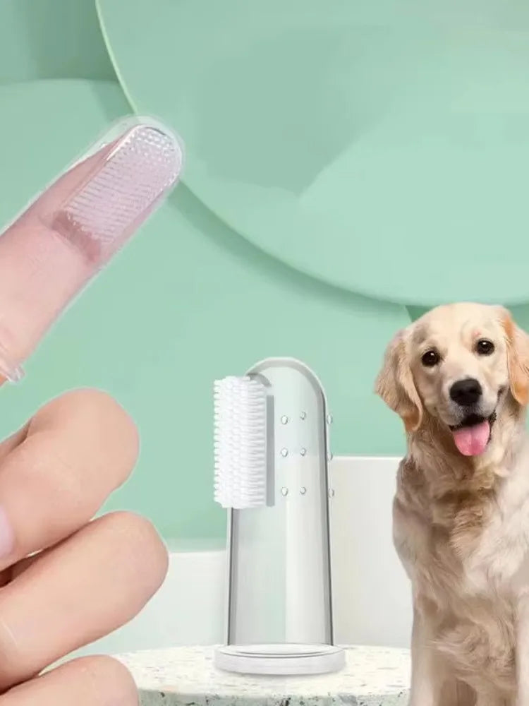 Hot Selling Soft Pet Finger Toothbrush Teddy Dog Brush Bad Breath Tartar Teeth Care Dog Cat Cleaning Supplies Soft Tooth Brush