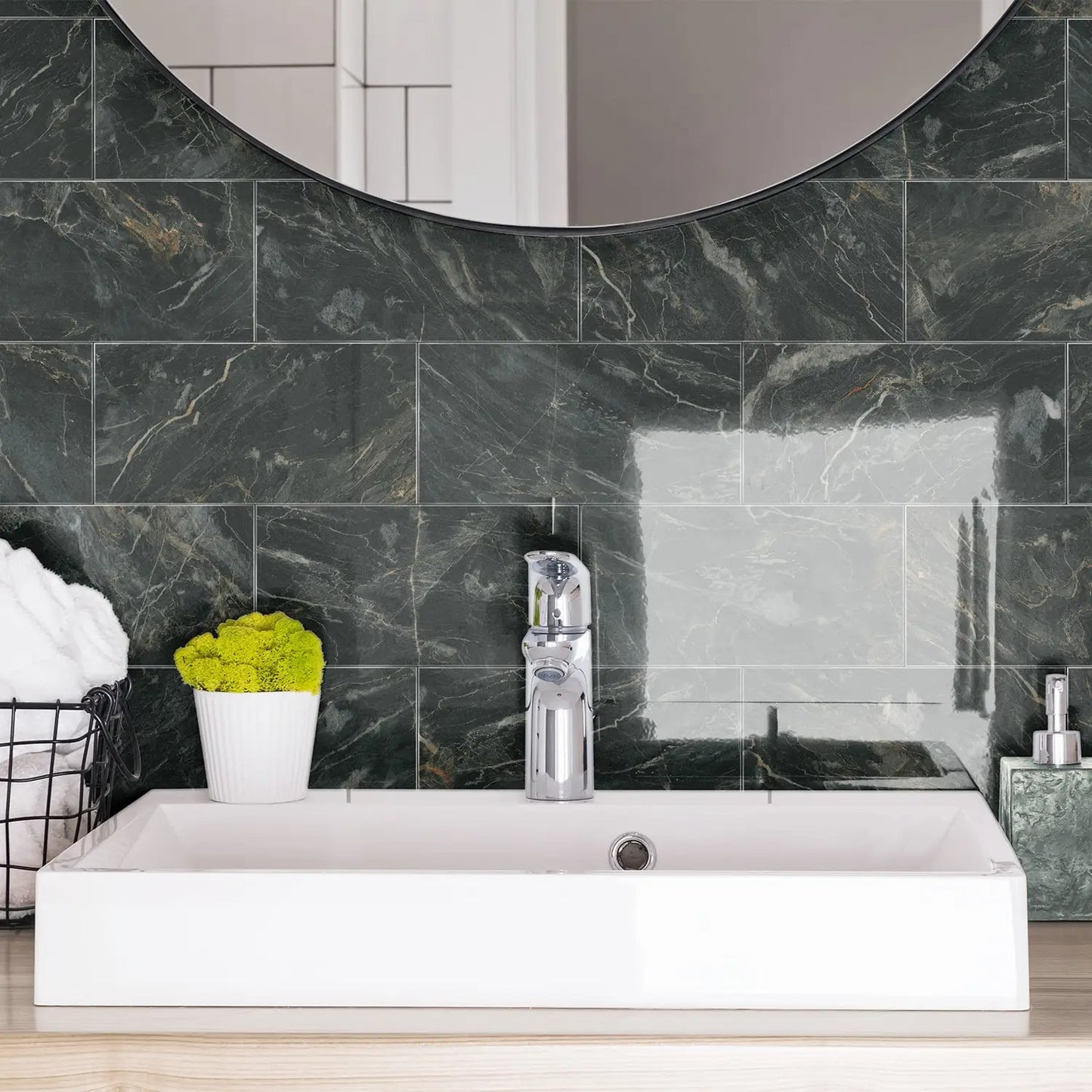 Marble Pattern Wall Sticker, 16/32/64pcs Peel & StickWall Decal, Waterproof Decorative Sticker For Home
