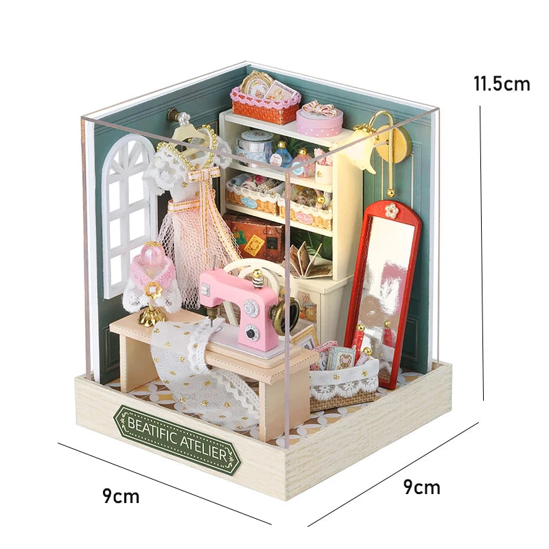 Wooden Miniature Doll House DIY Small House Kit 3D Puzzle Assemble Building Model Home Bedroom Decoration With Furniture Gifts