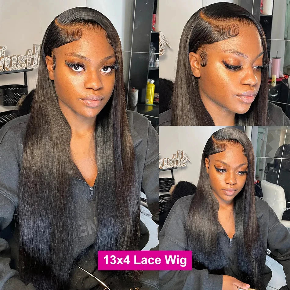 Bone Straight 38 Inch 13x4 Lace Front Wig Human Hair Wigs 250Densit HD Transparent Lace 13x6 Brazilian Human Hair Wigs For Women