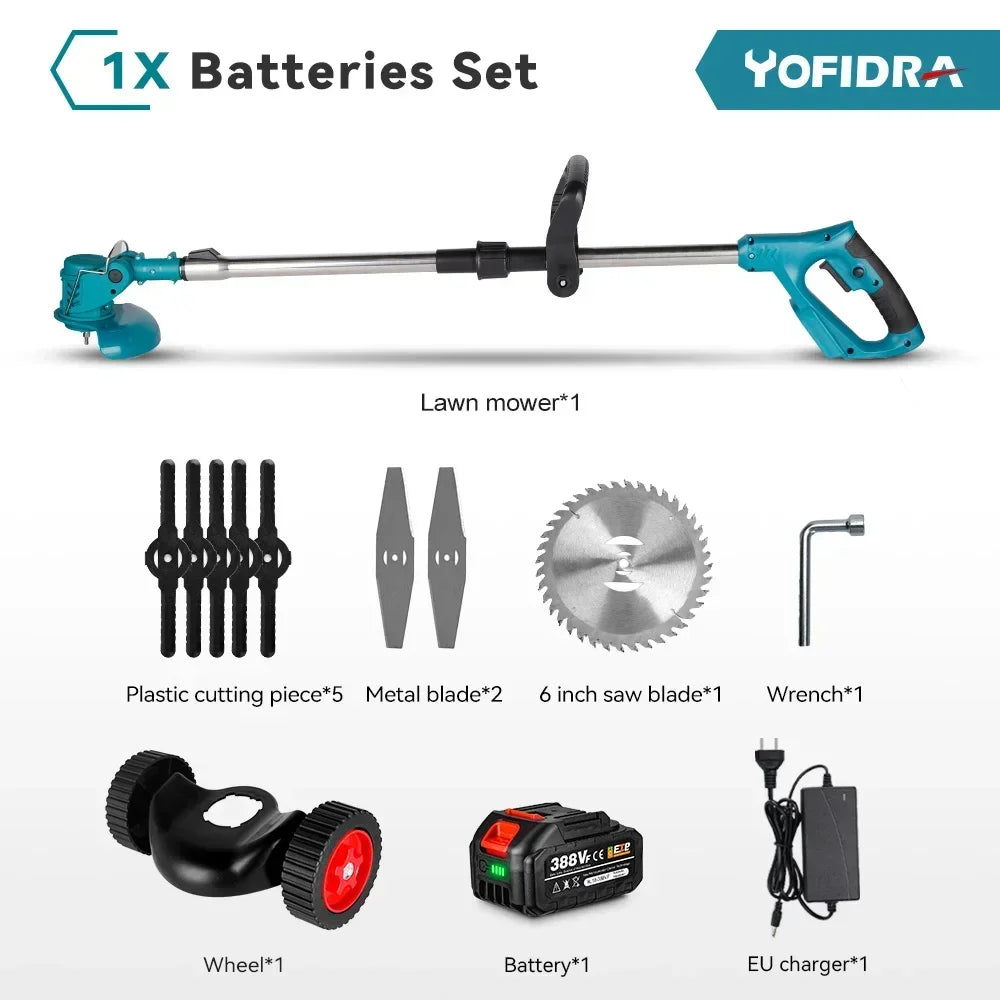 Cordless Electric Lawn Mower Foldable Adjustable Trimmer Efficient Garden Pruning Cutting Power Tools For Makita 18V Battery