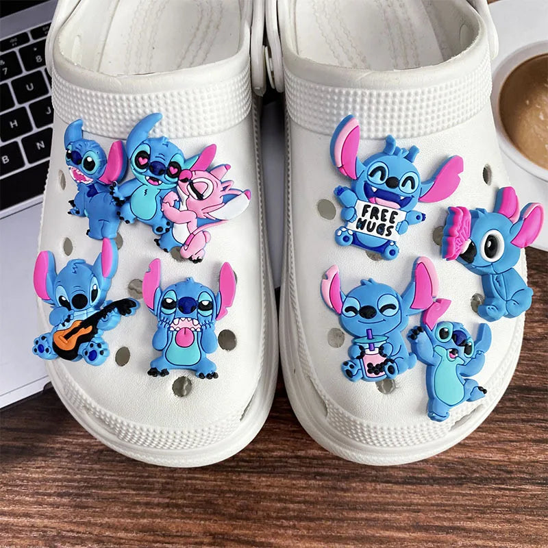 Hot Toys Disney Stitch Shoe Charms PVC Cartoon Shoes Accessories Decorations Buckle Fit Clog Sandal Garden Shoe Kids Gifts