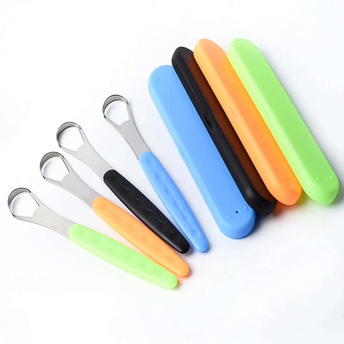 1Pcs Tongue Cleaner Portable Case Stainless Steel Tongue Scraper To Remove Bad Breath Mouth Cleaner Board Reuse Oral Care