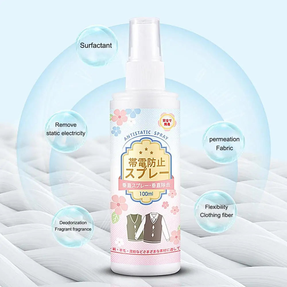 Static Remover For Clothes 100ml Instant Wrinkles Release Spray Travel Size Odorless Static Remover Eliminate Static Shock