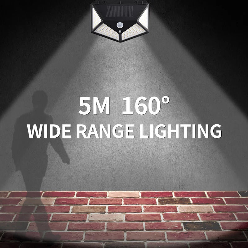 Multifunctional Solar Lamp Outdoor Garden Decoration Solar 100LED Light Waterproof Sunlight Powered Spotlight with Motion Sensor