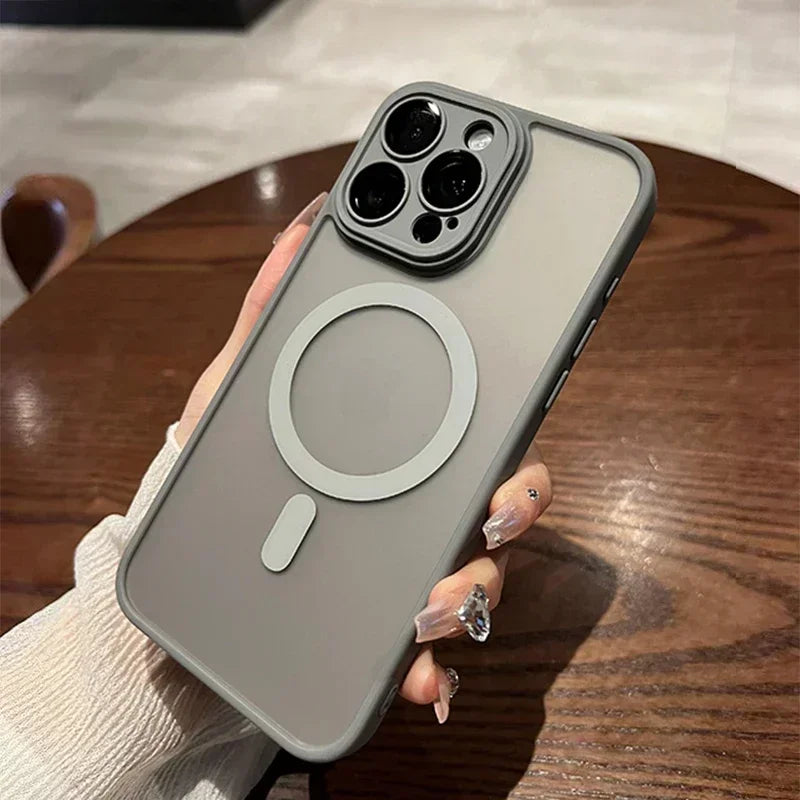Luxury Matte Wireless Charge Translucent Case For iPhone 16 15 14 13 11 12 Pro Max Plus Magnetic For Magsafe High Quality Cover