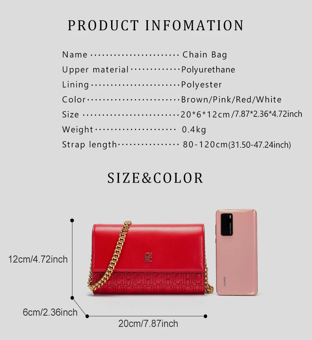 CH Ladies Chain Bag Multicolor Retro Simple Multifunctional Elegant Exquisite Chain Shoulder Strap Design Ladies Shoulder Bag