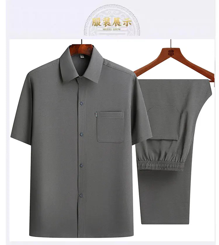 Shirts + Pants 2025 summer 100% Cotton linen Sportswear Men's Casual Sets Male Fashion Chinese style shirts and trousers M-4XL