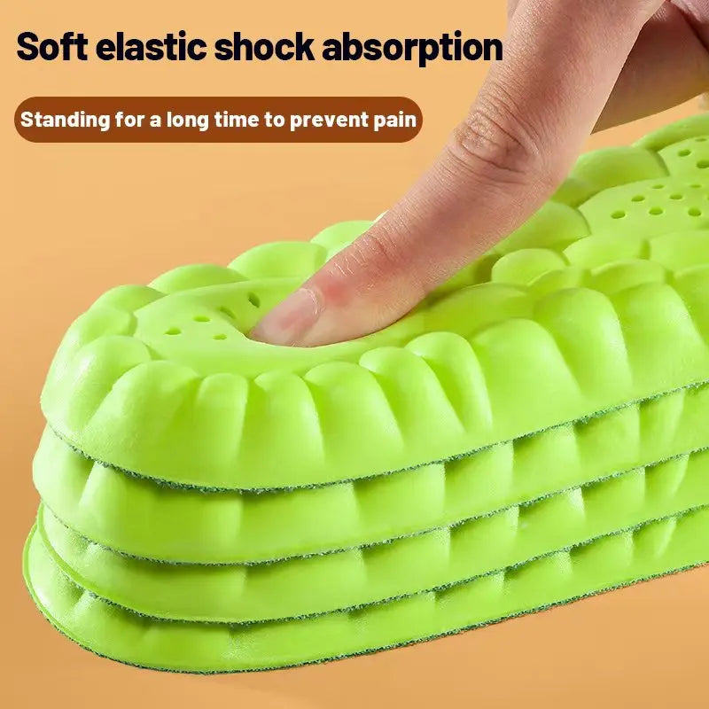 Sports Insole 4D Cloud Style Sweat Absorbing Breathable Thickened Shock Absorption Super Soft and Comfortable Elastic Insole