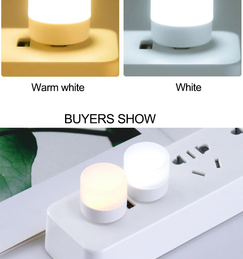 10pcs USB Plug LED Reading Lamps Eye Protection round Light for Computer Mobile Power Small Book Night Light