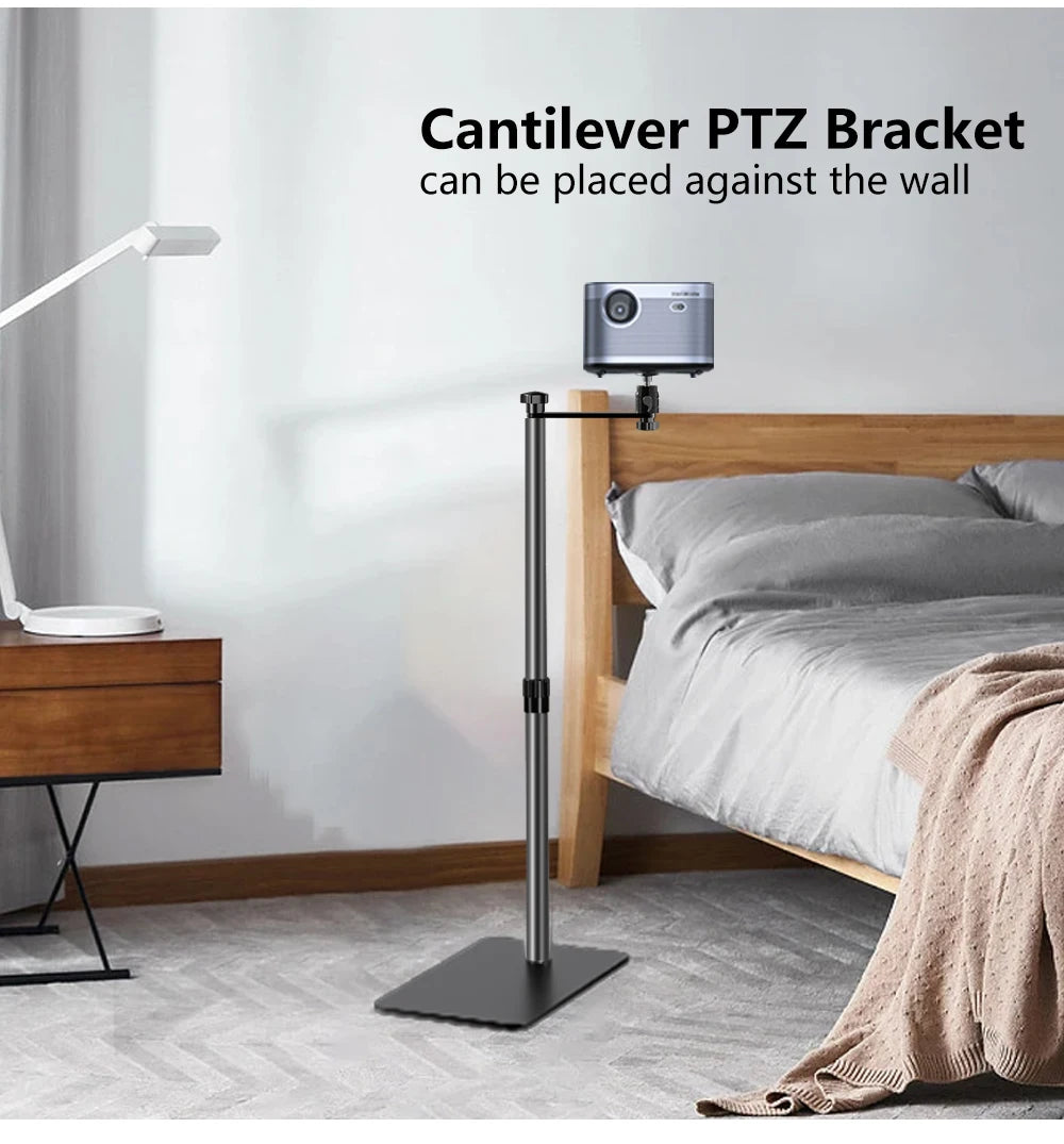 128cm/50Inch Floor Projector Support Stand Metal Holder Multi-angle Adjustable 360 PTZ Rotating Projector Bracket for Film Video