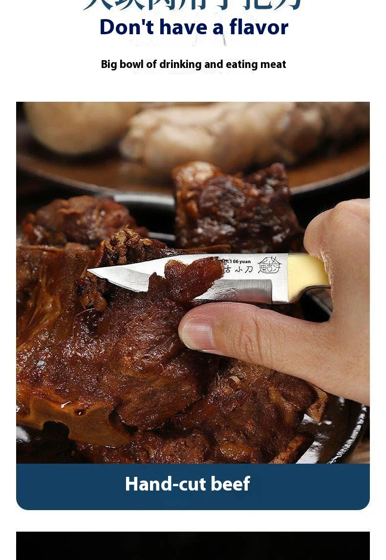 Hand steak meat knife camping copper head knife handlebar meat special knife multifunction fruit knife barbecue meat cutter knif