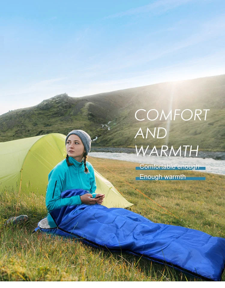 PACOONE Camping Sleeping Bag Lightweight 4 Season Warm Envelope Backpacking Outdoor Mummy Cotton Winter Sleeping Bag