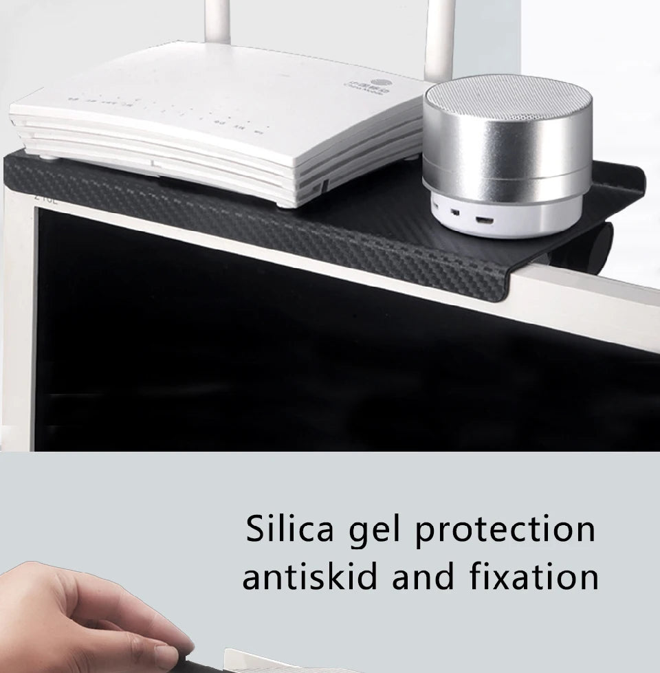 TV Screen Top Shelf Adjustable Computer Monitor Desktop Display Stand Storage Rack Holder Home Office Organizer