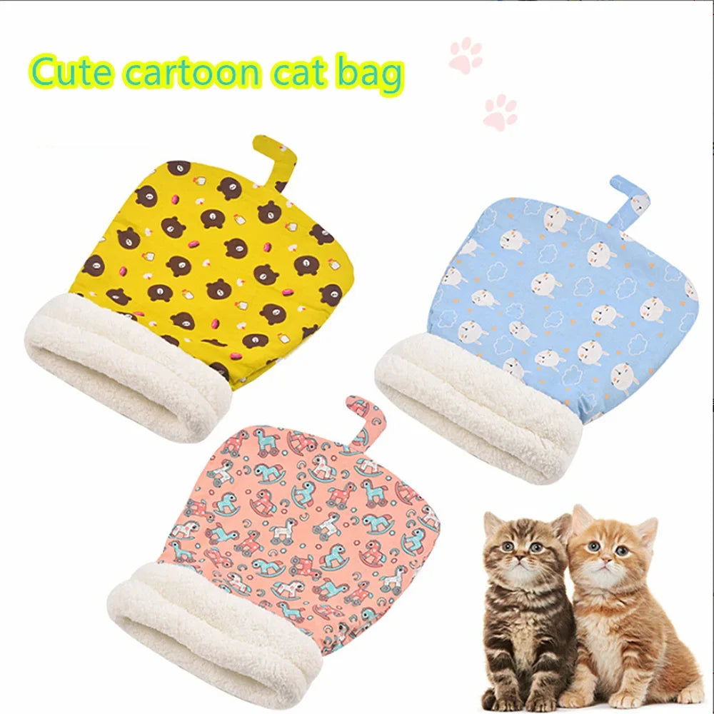 Cat Sleeping Bag Soft Cuddly Fluffy Feel Thickened Pet Pocket Type Quilt Bed Kitten Puppy Soft Comfortable Nest Pet Supplies