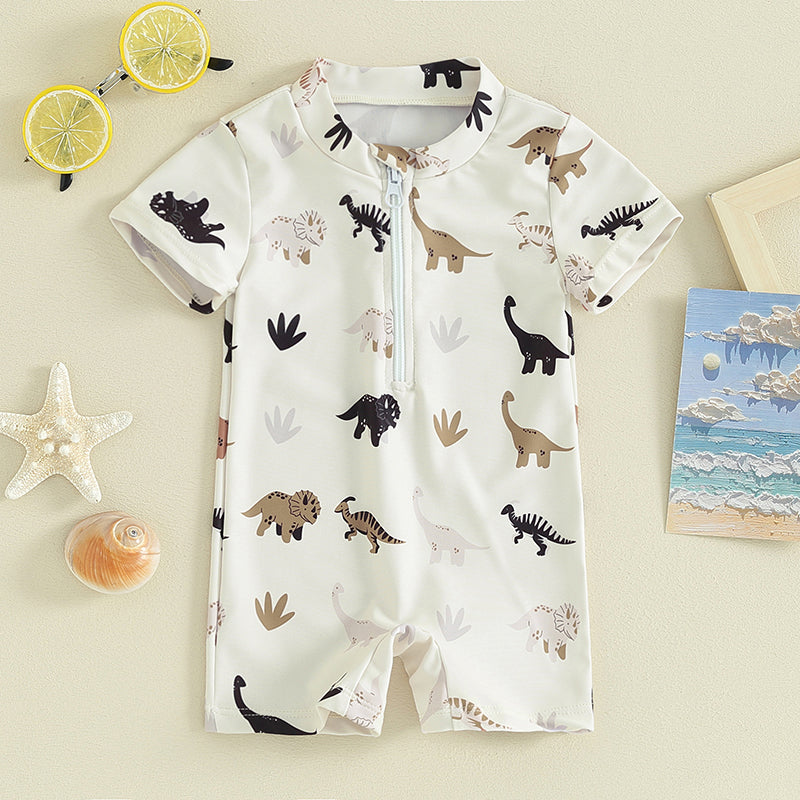 ma&baby 0-3Y Newborn Infant Toddler Baby Boy Girl Swimsuit Dinosaur Coconut Tree Short Sleeve Swimwear Beachwear Bathing Suit