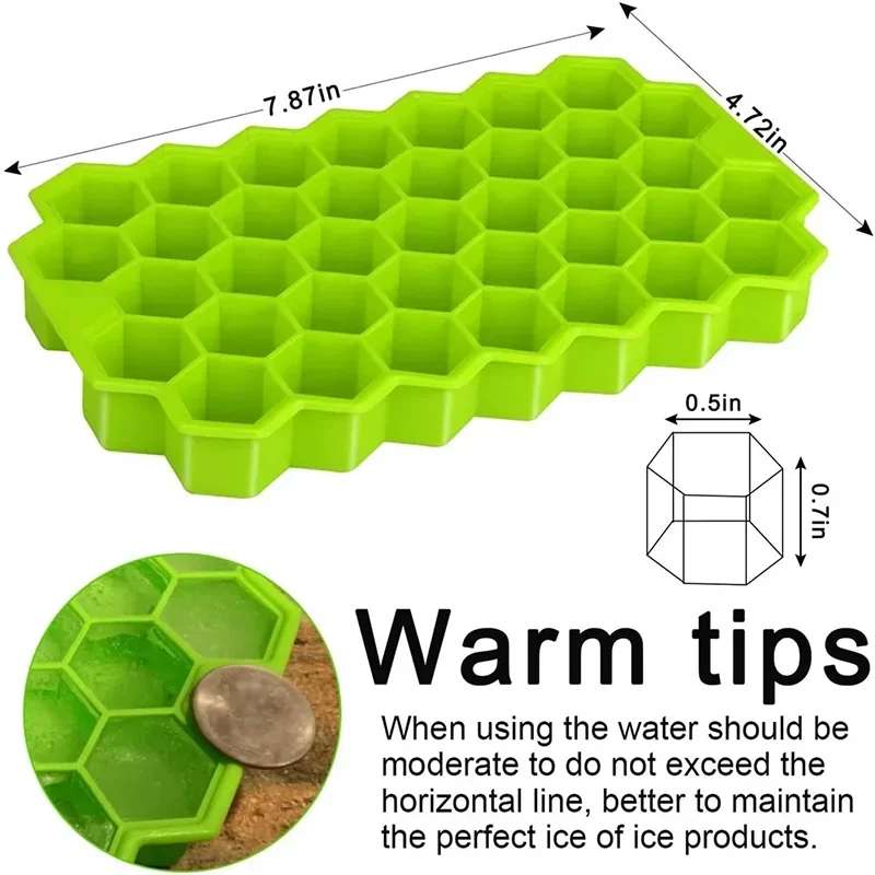 37 Cavity Silicone Ice Cube Mold with Lids Large-capacity Ice Trays Food Grade Ice Maker BPA Free Reusable Kitchen Gadgets