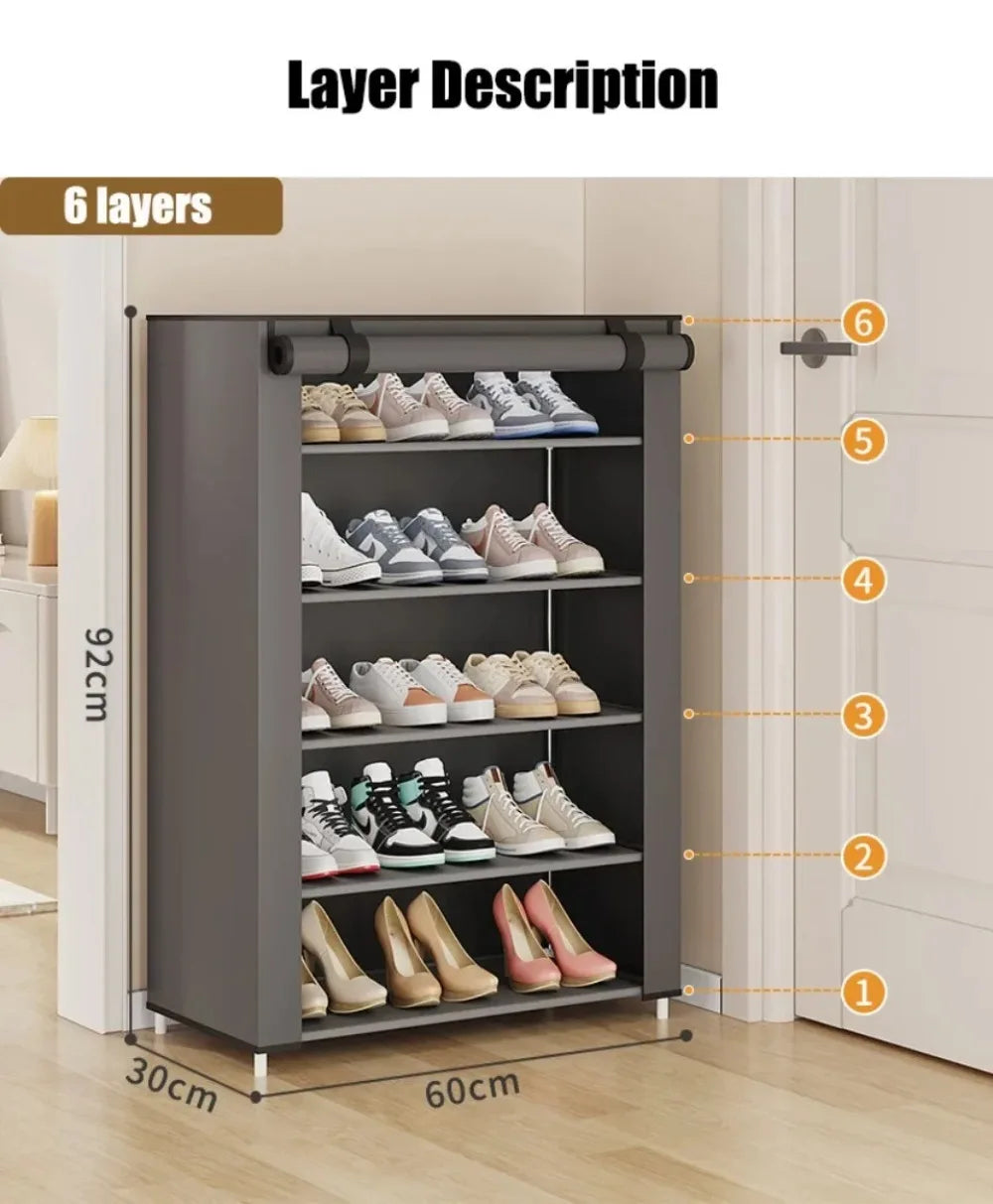 8/6 Layers Shoes Rack Organizer Space-saving Cabinets Shoes Shelf Rack Home Furniture Dustproof Shelf Dormitory Organizer