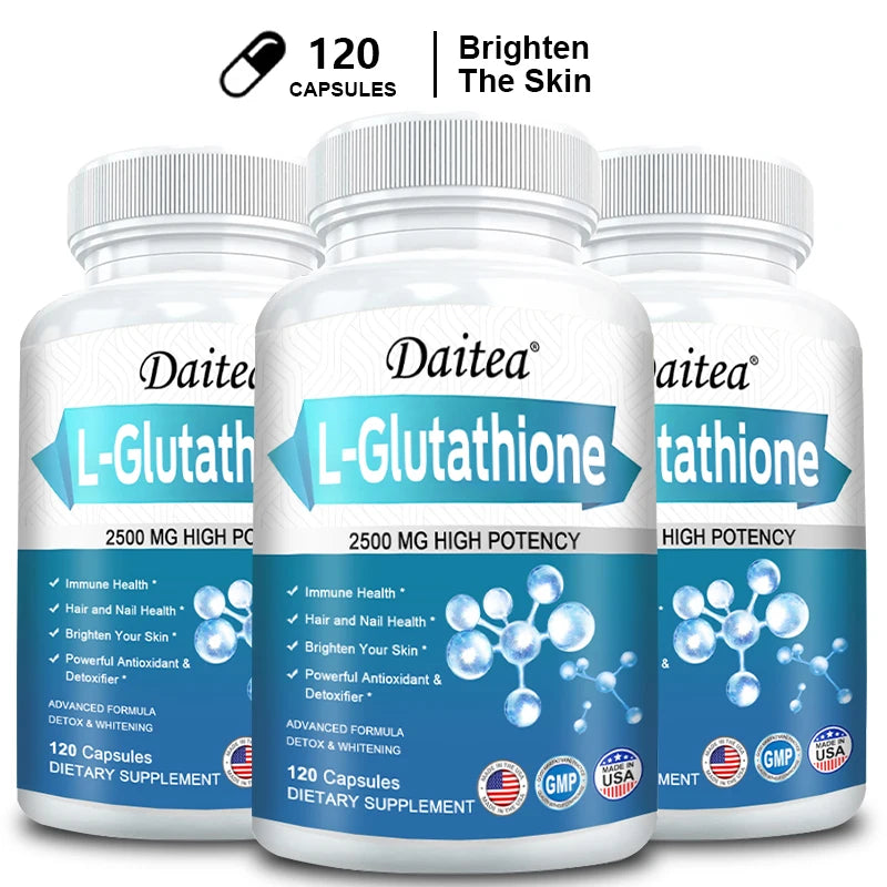 L-Glutathione Supplement, Beauty Care, Skin, Hair and Nail Health, Antioxidant and Detoxifier, Immune System, Non-GMO