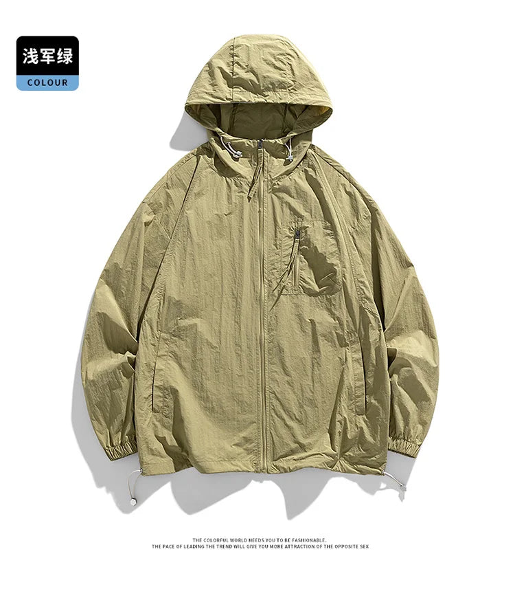UPF50+Sunscreen Jacket 2024 New Loose and Thin Breathable UV Protection Hooded windbreaker Summer Men's Sunscreen Clothing
