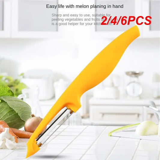 2/4/6PCS Melon Planer Knife Health Multi-function Stainless Steel Kitchen Gadget Vegetable Peeler One-word Modern Yellow