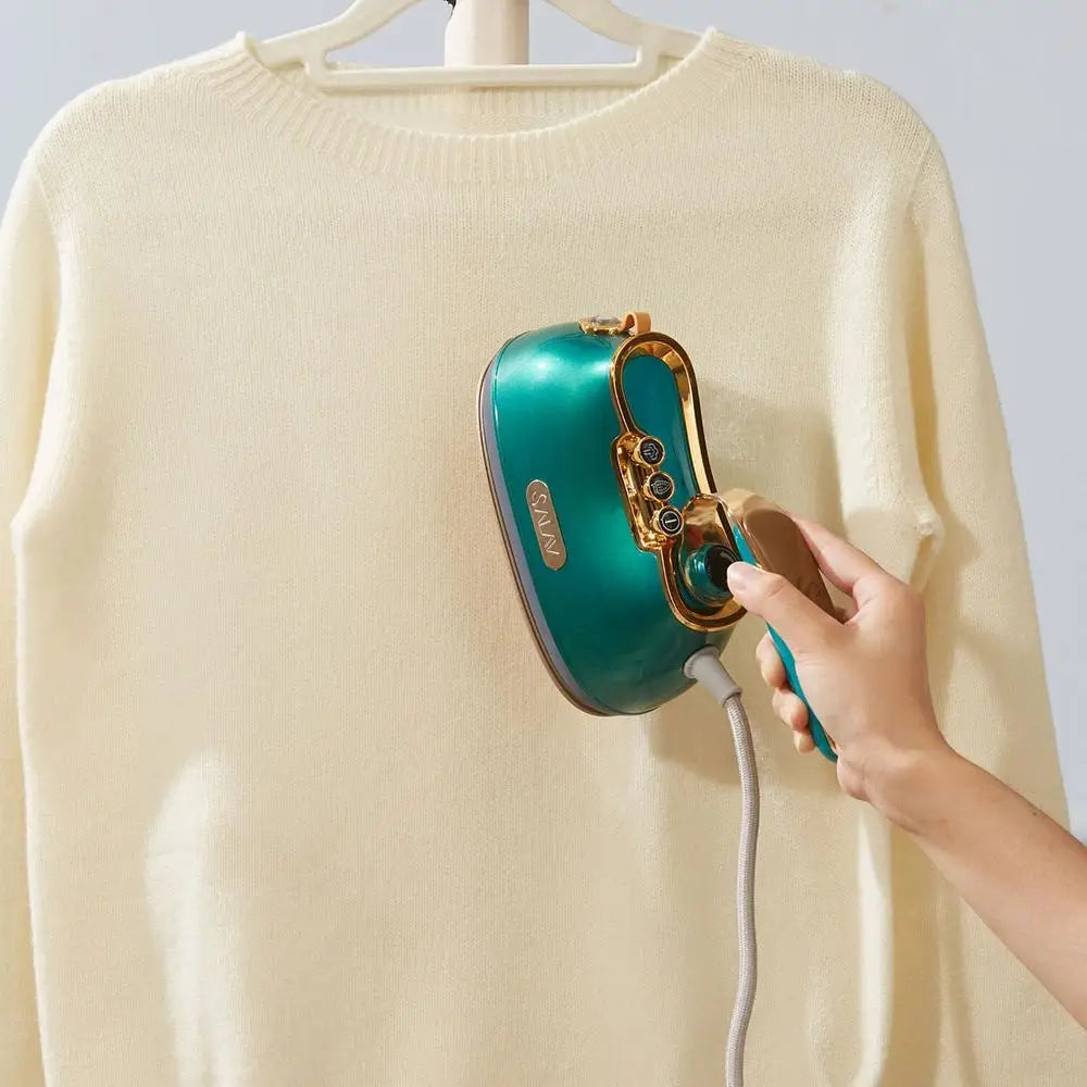 Compact Power Duo Steamer & Iron with Ceramic Plate Wrinkle Releaser & Garment Presser Retro Design Dual Heating Tech Organ