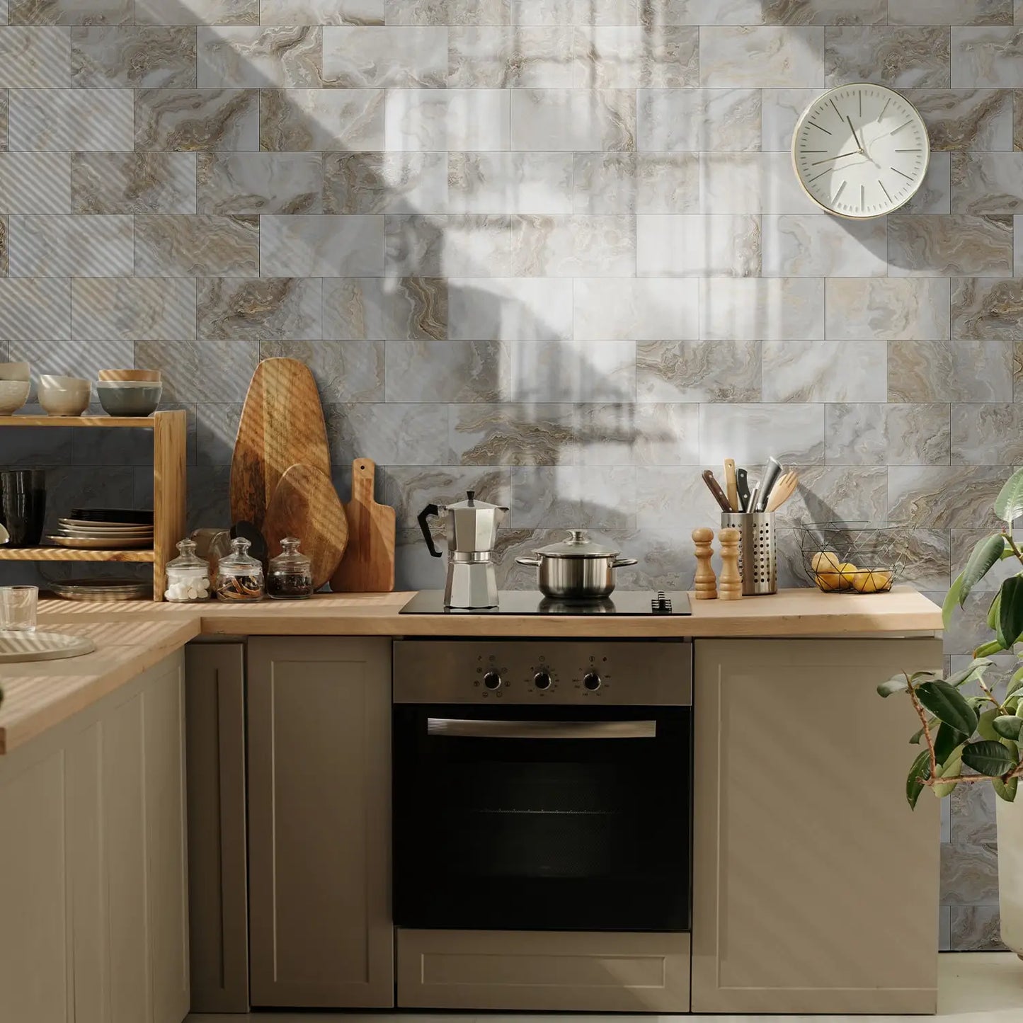 Marble Pattern Wall Sticker, 16/32/64pcs Peel & StickWall Decal, Waterproof Decorative Sticker For Home